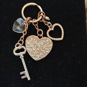 Brighton Gold Heart and Key Charm Keychain